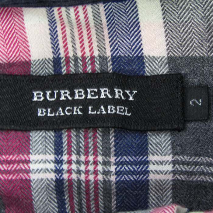 美品　BURBERRY BLACKLABEL 長袖シャツ 黒　チェック柄 BURBERRY BLACKLABEL サイズ1 バーバリーブラックレーベル 長袖