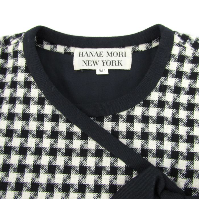 ハナエモリ ワンピース トップス 長袖 チェック柄 シルク混 レディース