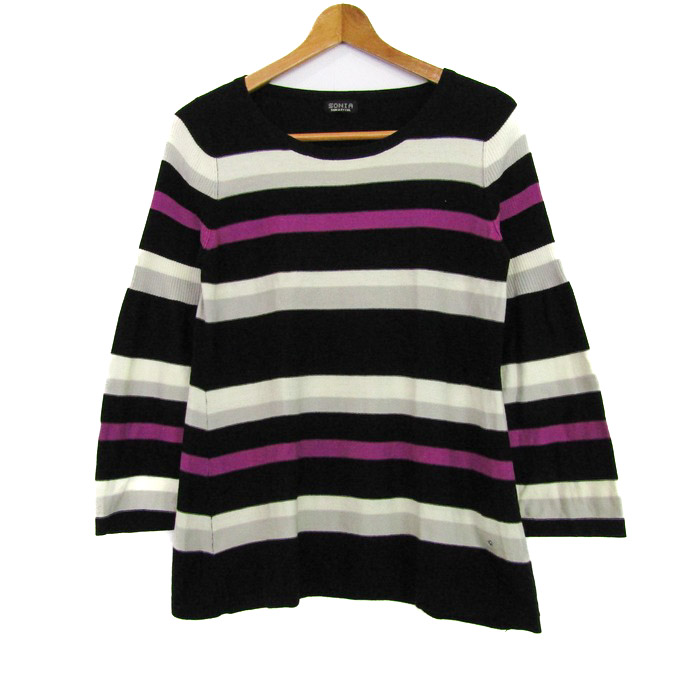 SONIA RYKIEL - SONIARYKIEL(ソニアリキエル) 長袖セーター サイズ38 M レディース美品  - 黒×ピンク クルーネック/ラインストーン SONIA RYKIEL - SONIARYKIEL(ソニアリキエル) 長袖セーター