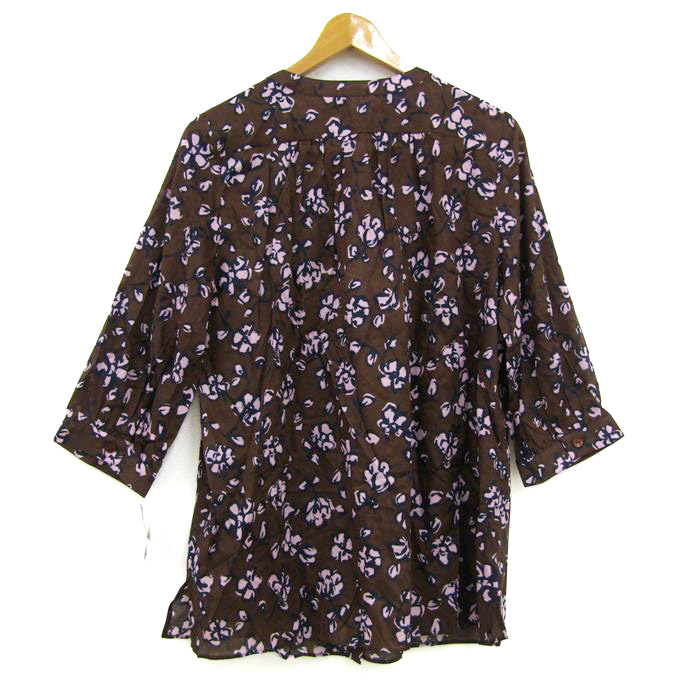 ミゼール ブラウス シャツ トップス 七分袖 花柄 未使用品 レディース Lサイズ 茶×ピンク MISSEL ミゼール ブラウス シャツ トップス 七分袖 花柄 未使用品