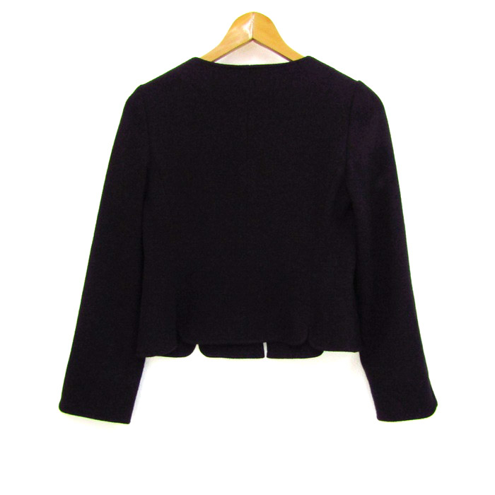 M'S GRACY ノーカラージャケット ブラック　ウール100% ショート丈 M'S GRACY ノーカラージャケット ブラックウール100% ショート丈