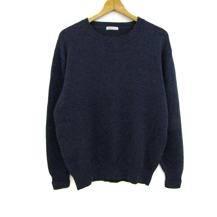 Papasパパス ニットセーター ネイビー Papas ネイビー ロゴプリント