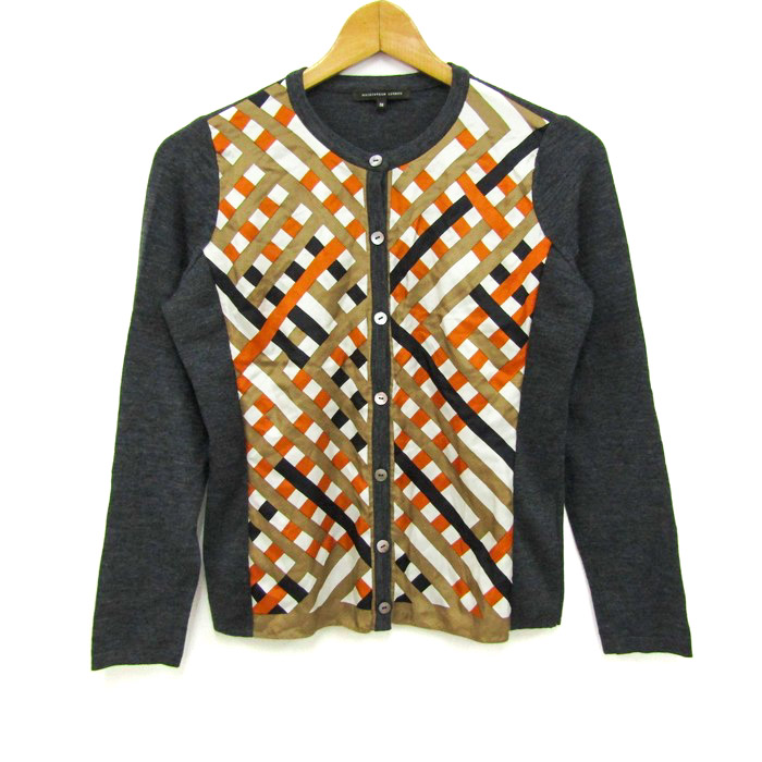 マッキントッシュロンドン カーディガン トップス シルク 伊製ウール レディース 38サイズ オレンジ×グレー MACKINTOSH LONDON マッキントッシュロンドン カーディガン トップス シルク 伊製