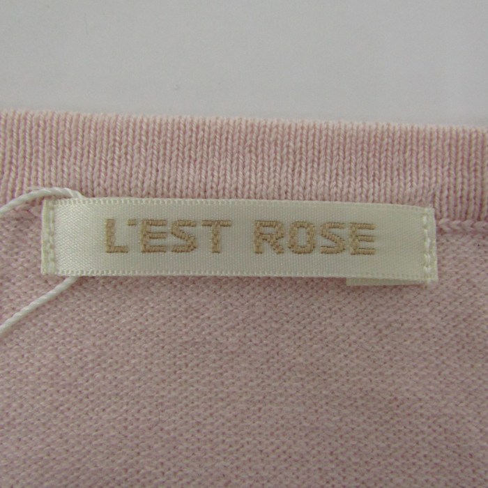 レストローズ ニット 半袖 レース ビジュー トップス レディース 2サイズ ピンク L'EST ROSE レストローズ ニット 半袖 レース ビジュー トップス レディース
