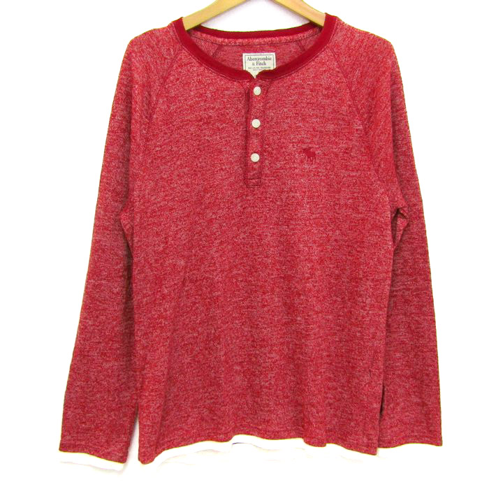 Abercrombie&Fitch ヘンリーネック 赤 古着 ロンt 海外 アバクロンビー