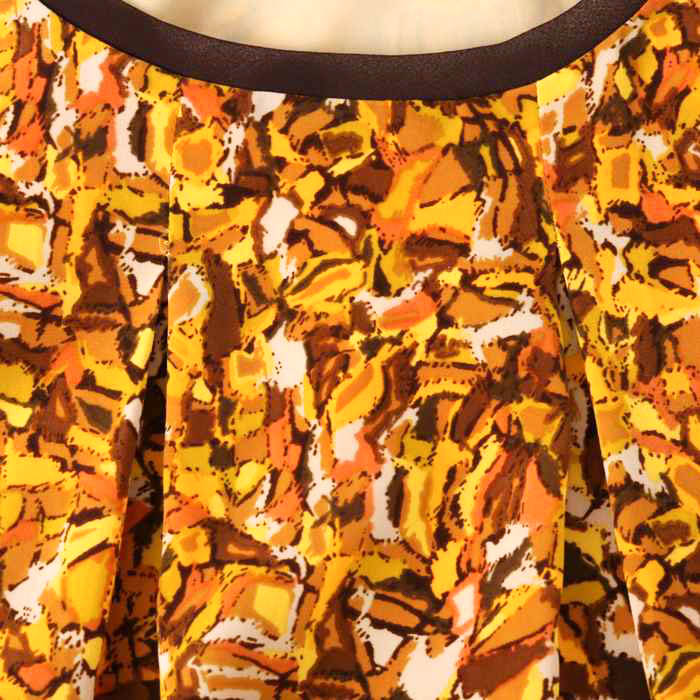【ネクタイシャツ】  総柄 バイカラー アースカラー ベージュ 橙色 レトロ