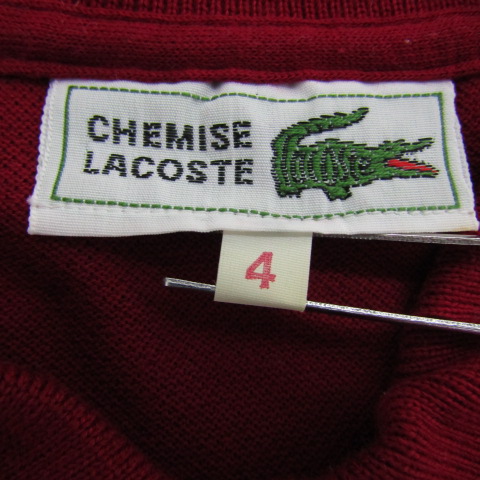 シュミーズラコステ ポロシャツ トップス 半袖 ゴルフウエア 大きいサイズ レディース 4サイズ エンジ CHEMISE LACOSTE シュミーズラコステ ポロシャツ トップス 半袖 ゴルフウエア