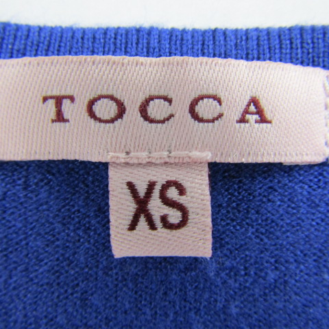 トッカ ニット トップス 半袖 セーター フラワービジュー レディース XSサイズ ブルー TOCCA トッカ ニット トップス 半袖 セーター フラワービジュー レディース