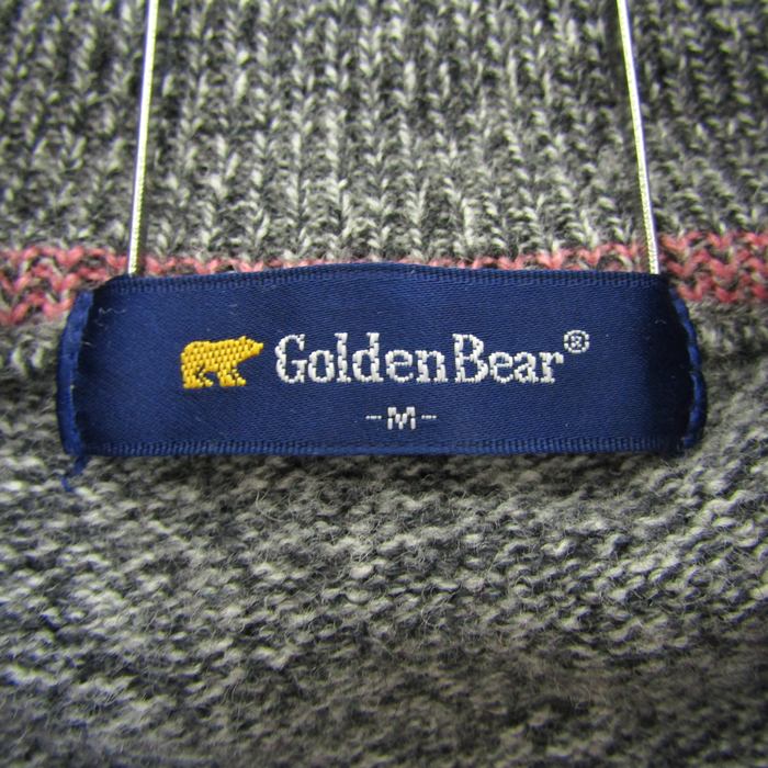 ゴールデンベア セーター トップス 長袖 ハーフジップ アーガイル柄 メンズ Mサイズ グレー Golden Bear ゴールデンベア セーター トップス 長袖 ハーフジップ