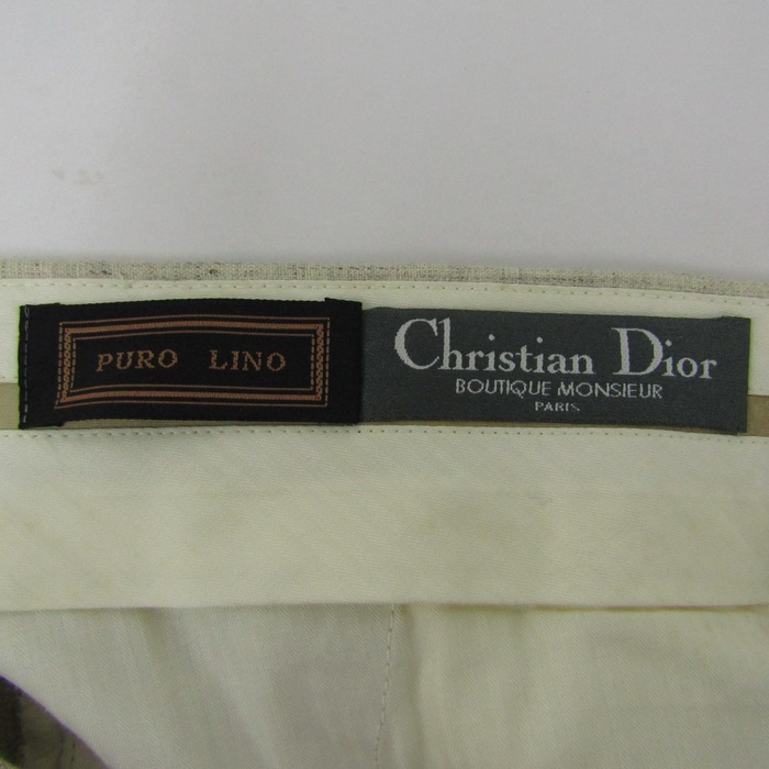 クリスチャンディオール テーパードパンツ ボトムス センタープレス リネン メンズ ﾌﾘｰサイズ ベージュ Christian Dior クリスチャンディオール テーパードパンツ ボトムス センタープレス