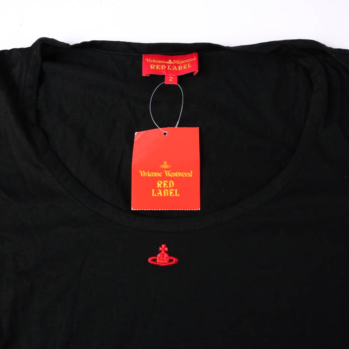 ヴィヴィアンウエストウッド レッドレーベル 7分袖Tシャツ ロゴT トップス レディース 2サイズ ブラック Vivienne Westwood  Red Label 【中古】
