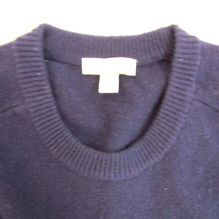 古着 ギャップ　GAP セーター　L クールネック　紺タグ　ブルー　斑点模様 90s GAP 無地 プレーン ボトルネック ローゲージ コットン ニット