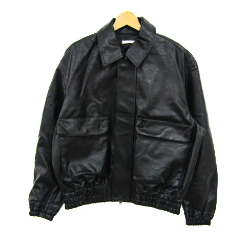 【美品】basicks ブラック レザージャケット tqp01hbkn.jpg