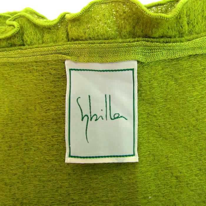 シビラ フリルカーディガン 半袖 トップス レディース Mサイズ グリーン系 Sybilla シビラ フリルカーディガン 半袖 トップス レディース Mサイズ