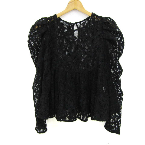 8点❤️☘️T17099☘️ZARA レースアップ 長袖 リブ トップス M