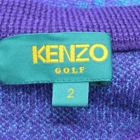 ケンゾーゴルフ ニット 長袖 クルーネック 花柄 トップス レディース 2サイズ パープル系 KENZO GOLF ケンゾーゴルフ ニット 長袖 クルーネック 花柄 トップス