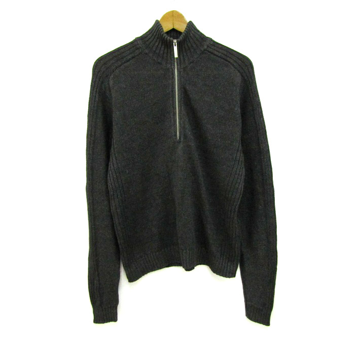 ジョセフオム セーター トップス ハイネック ハーフジップ リネン メンズ 48サイズ グレー JOSEPH HOMME ジョセフオム セーター トップス ハイネック ハーフジップ