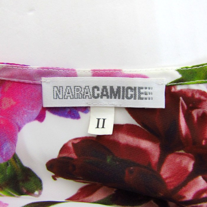 NARACAMICIE - ナラカミーチェ ノースリーブシャツ トップス 花柄 レディース Ⅱサイズ ピンク×ホワイト×ブラウン NARACAMICIE ナラカミーチェ ノースリーブシャツ トップス 花柄 レディース
