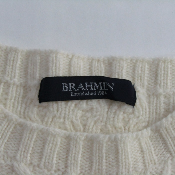 ブラーミン セーター トップス 長袖 クルーネック ケーブルニット 日本製 レディース 38サイズ ホワイト Brahmin ブラーミン セーター トップス 長袖 クルーネック ケーブル