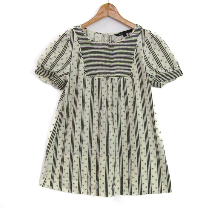 MARC JACOBS - マークジェイコブス 半袖シャツ パフスリーブ ストライプ トップス レディース 6サイズ ホワイト系 MARC JACOBS マークジェイコブス 半袖シャツ パフスリーブ ストライプ