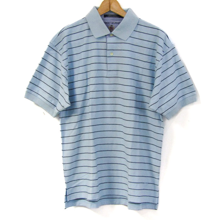 トミーヒルフィガー 100％コットン ポロシャツ (L) ネイビー ゴルフにも！ トミーヒルフィガー ポロシャツ 半袖 コットン100% ブランド トップス