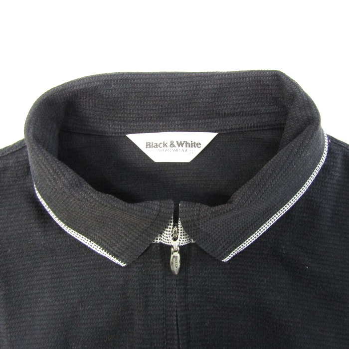 ブラックアンドホワイト ポロシャツ 日本製 ネイビー Lサイズ SS】MEN DOT MESH COOL ワイドスプレッドカラー 半袖ポロシャツ