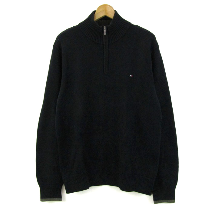 トミーヒルフィガー ニット ハーフジップ モックネック トップス