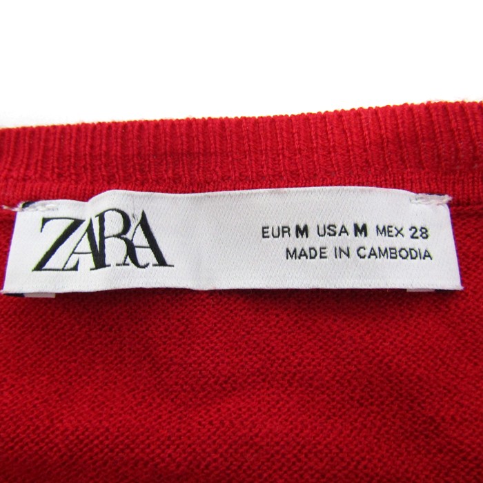 ザラ ニット セーター 長袖 クルーネック トップス レディース USA Mサイズ レッド ZARA ザラ ニット セーター 長袖 クルーネック トップス レディース