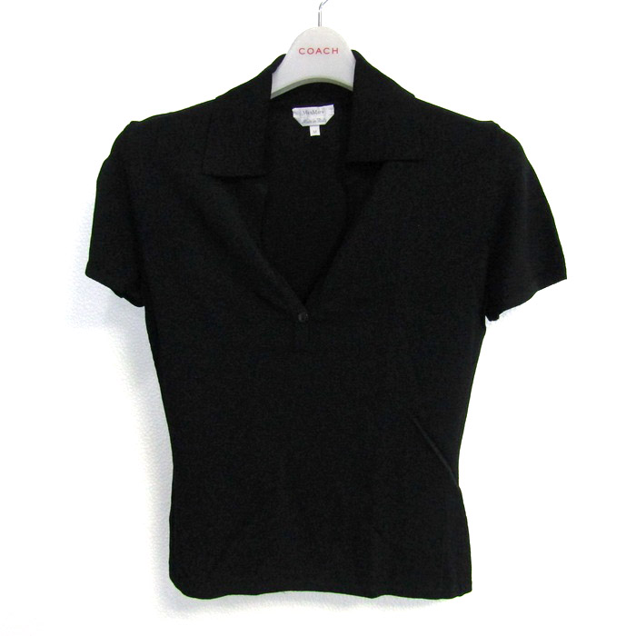 Max Mara - マックスマーラ ポロニット 半袖 スキッパーネック トップス レディース Mサイズ ブラック MAX MARA マックスマーラ ポロニット 半袖 スキッパーネック トップス
