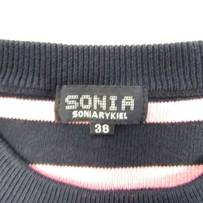 ソニアリキエル ニット ボーダー トップス コットン100% レディース 38サイズ ピンク系/ブラック系 Sonia Rykiel ソニアリキエル ニット ボーダー トップス コットン100
