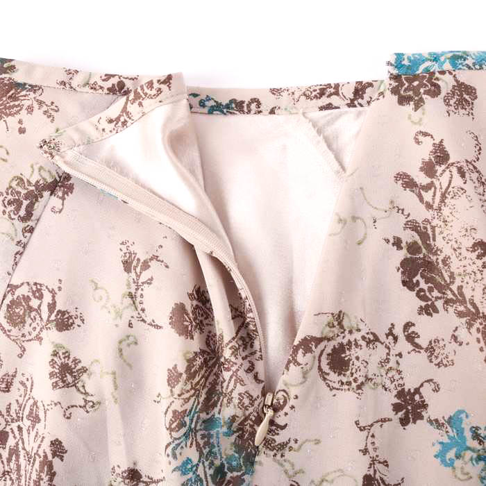 モザイク ヘムスカート 花柄 総柄 フレア ひざ下丈 日本製 レディース