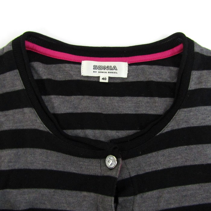 ソニアリキエル カーディガン 長袖 ボーダー トップス レディース 40サイズ ブラック系/グレー系 Sonia Rykiel ソニアリキエル カーディガン 長袖 ボーダー トップス