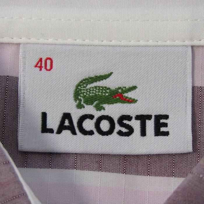 ラコステ 半袖シャツ チェック柄 トップス レディース 40サイズ ホワイト×ピンク LACOSTE LACOSTE - ラコステ 半袖シャツ チェック柄 トップス レディース