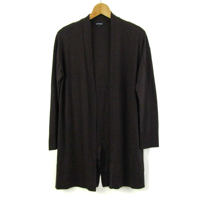 UNTITLED - アンタイトル ロングカーディガン トップス ガウン ニットコート シルク混 カシミヤ混 レディース ブラウン UNTITLED アンタイトル ロングカーディガン トップス ガウン ニットコート