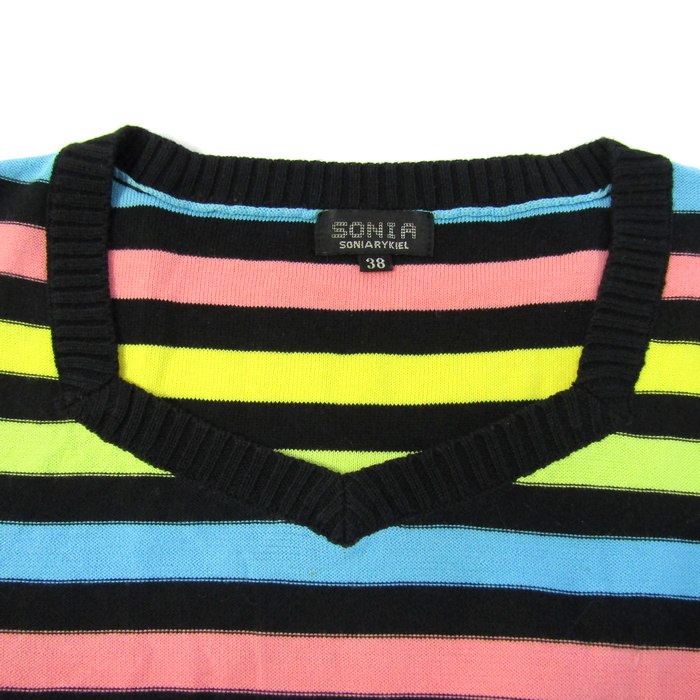 SONIA RYKIEL ポロシャツ S 半袖ニット ボーダー ストライプ SONIA RYKIEL ポロシャツ S 半袖ニット ボーダー ストライプΩ