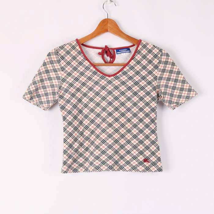 バーバリーブルーレーベル 半袖Tシャツ ノバチェック ロゴ刺繍