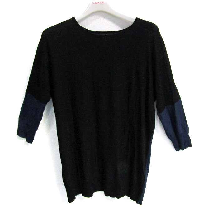 ソニアリキエル コレクション ニット 長袖 バイカラー トップス レディース 38サイズ ブラック系×パープル Sonia Rykiel Collection ソニアリキエル コレクション ニット 長袖 バイカラー トップス