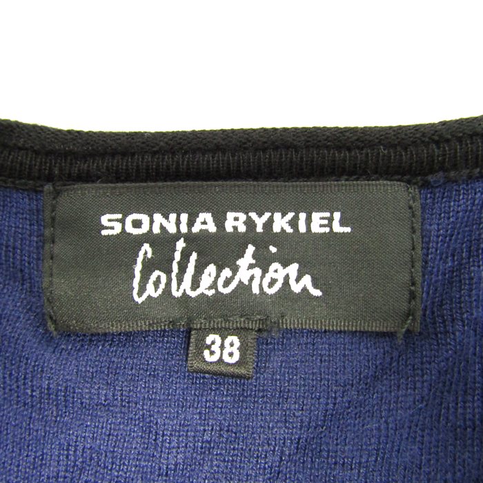 ソニアリキエル コレクション ニット 長袖 バイカラー トップス レディース 38サイズ ブラック系×パープル Sonia Rykiel Collection ソニアリキエル コレクション ニット 長袖 バイカラー トップス