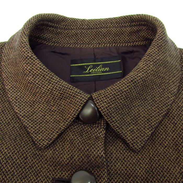 極美品 レリアン カシミヤ ツイード ステンカラーコート ミディ丈 ブラウン 9 セール】 [日本製]ITALYミックスツイードロングコート （その他