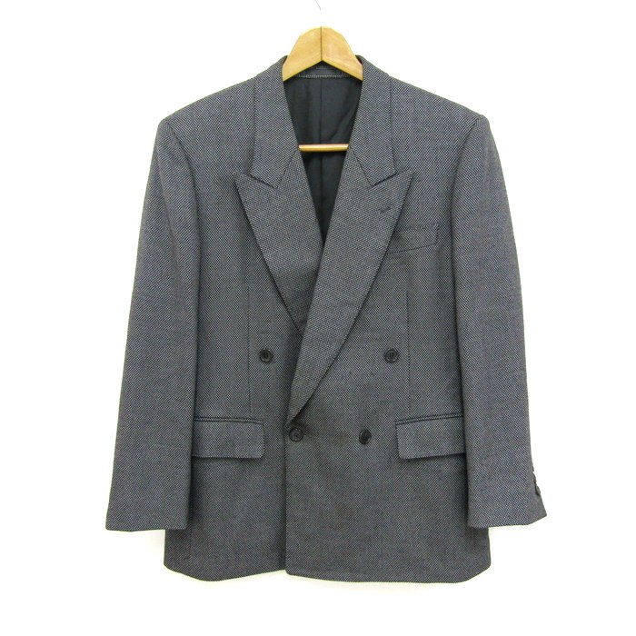 アクアスキュータム　カシミヤ　ロング　ステンカラーコート　ウール　ネイビー　38 アクアスキュータム”カシミヤコート濃紺メンズL