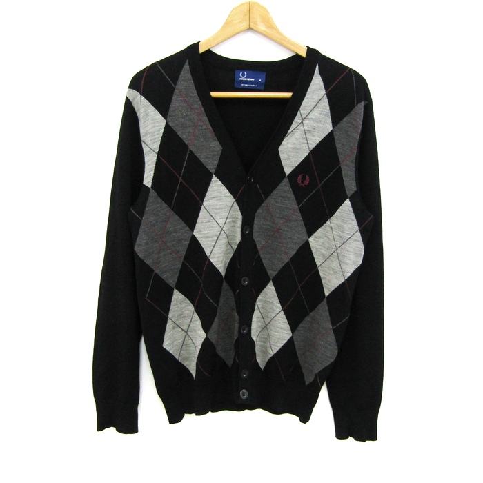 フレッドペリー・長袖カーディガン・ニット・アーガイル柄