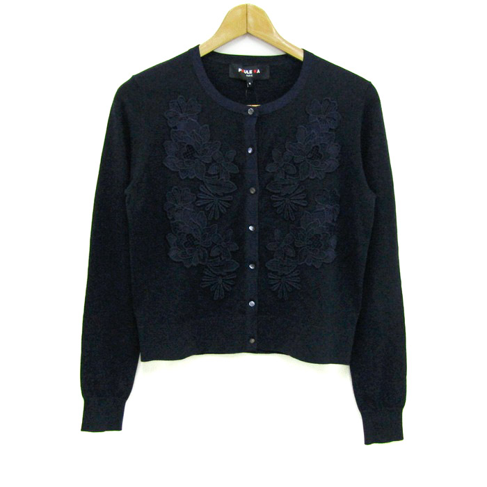 PAULE KA - ポールカ カーディガン 長袖 刺繍 トップス レディース Mサイズ ネイビー系 PAULE KA ポールカ カーディガン 長袖 刺繍 トップス レディース Mサイズ