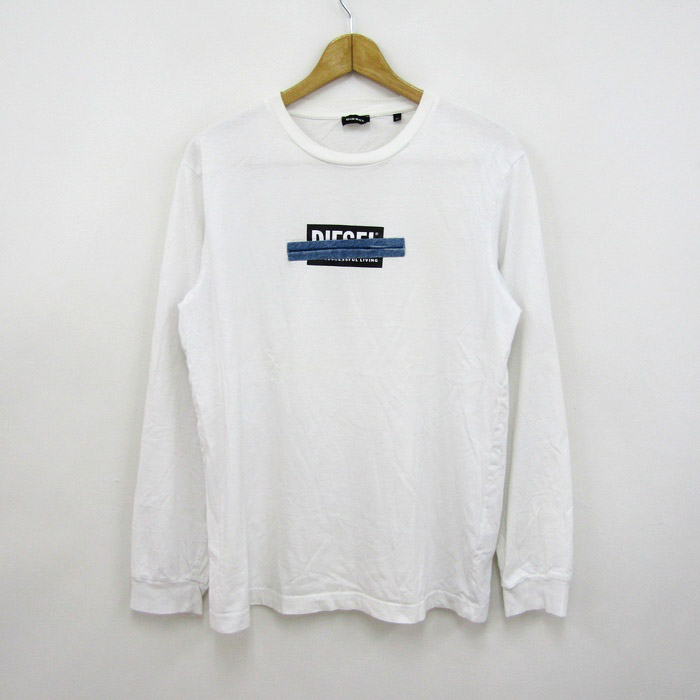 DIESEL ロゴプリント ロンt ホワイト ○未使用品 ディーゼル 長袖 ロゴプリント ロンT ホワイト シャツ 新品