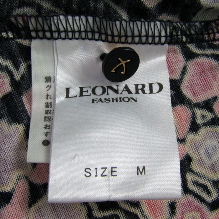 ★未使用★LEONARD レオナール 1stライン イタリア製 シルク 花柄ワンピース 44 レオナール ワンピース 長袖 花柄 総柄 トップス レディース Mサイズ