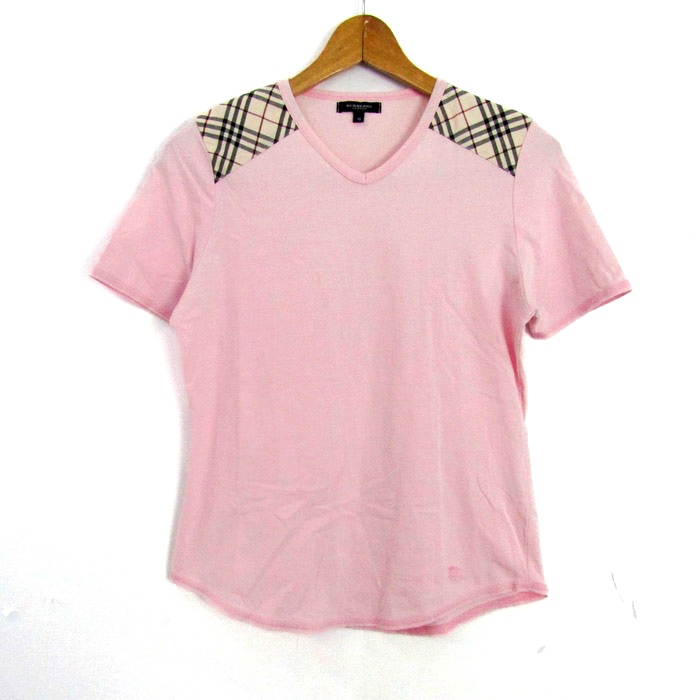 バーバリーロンドン 半袖Ｔシャツ ノバチェック Vネック トップス レディース Mサイズ ピンク BURBERRY LONDON バーバリーロンドン 半袖Tシャツ ノバチェック Vネック