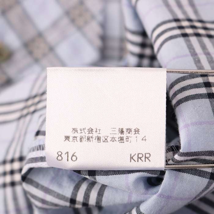 バーバリーブルーレーベル 半袖シャツ チェック 胸ポケット トップス コットン100% レディース 38サイズ グレー BURBERRY BLUE  LABEL 【中古】