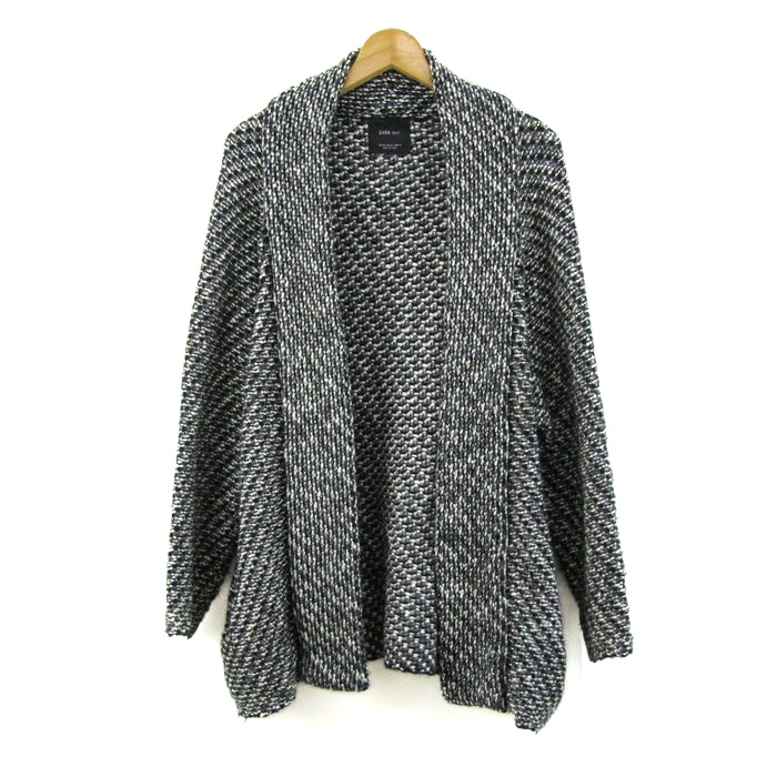 ザラ ラップカーディガン 長袖 ウール混 トップス レディース USA Mサイズ ブラック系×グレー系 ZARA KNIT ZARA ザラ カーディガン 長袖 ブラック M トップス レディース