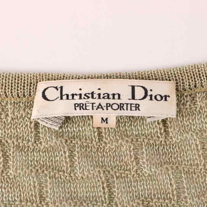 ディオール 長袖ニットシャツ セーター ラウンドネック 丸首 トップス 麻/リネン混 レディース Mサイズ グレー Dior