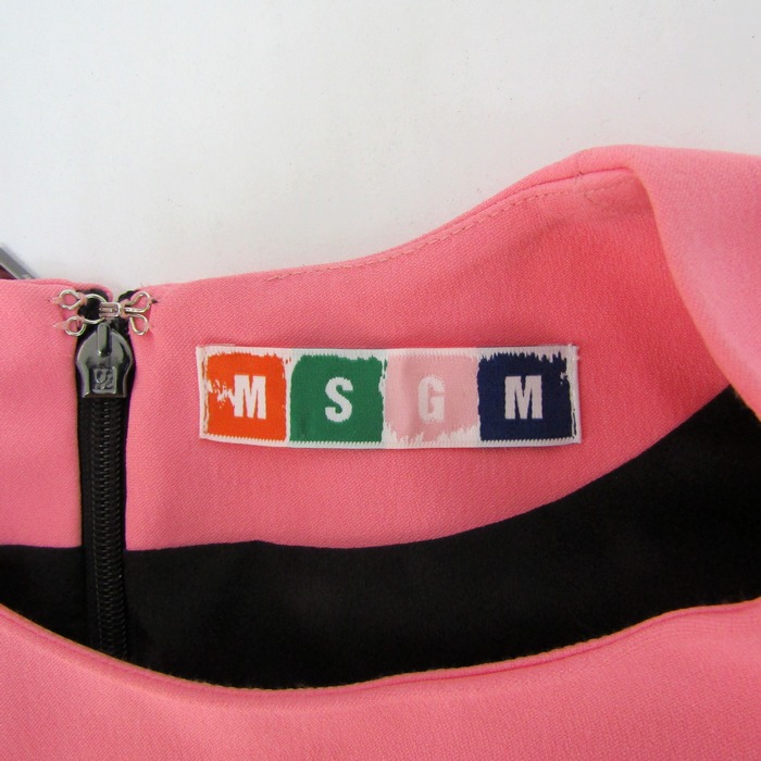 MSGM ワンピース 40サイズ エムエスジーエム ワンピース 半袖 クルーネック トップス レディース