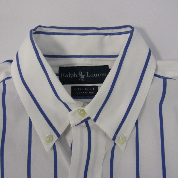 Ralph Lauren ラルフローレン 半袖シャツ 青白ストライプ